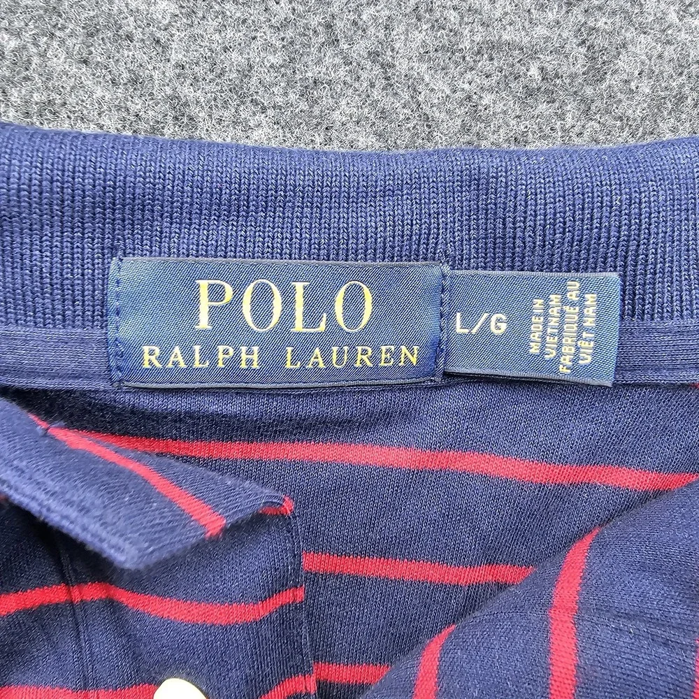 Polo Ralph Lauren Blue Red Striped Long‎ Sleeve Polo Shirt Men's Lg